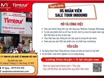 Tuyển dụng 5 nhân viên sale tour Inbound