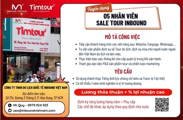 Tuyển dụng 5 nhân viên sale tour Inbound